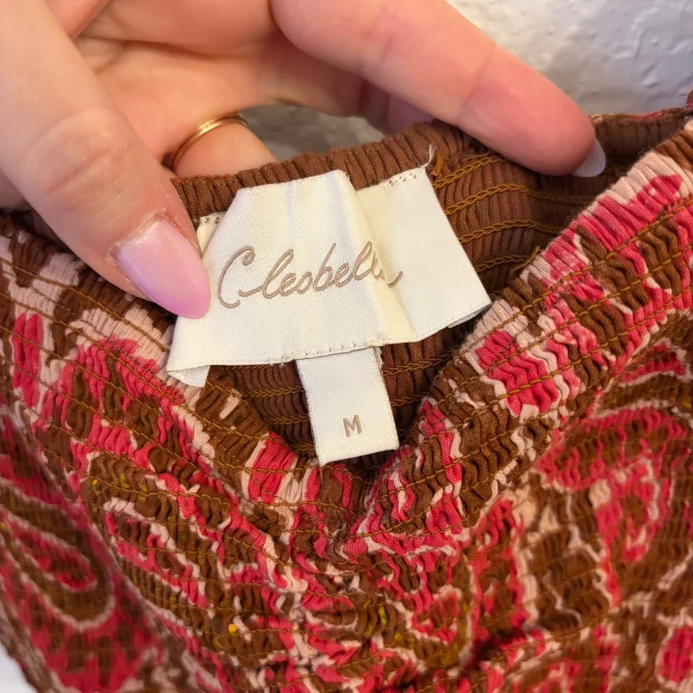 Cleobella Zahara Ankle Dress M Maxi Organic Cotton Paisley Resort Boho Vacation - Picture 8 of 12